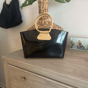 Beijo Black Patent Leather Satchel Handbag